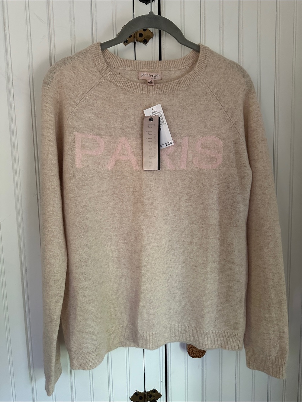 Philosophy Cream Sweater with Pink PARIS Logo